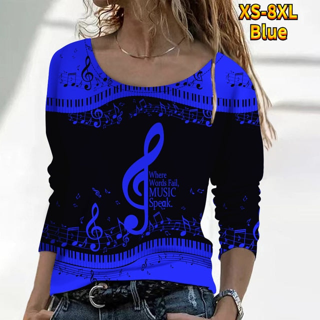 Music & Piano Keys Casual Blouse