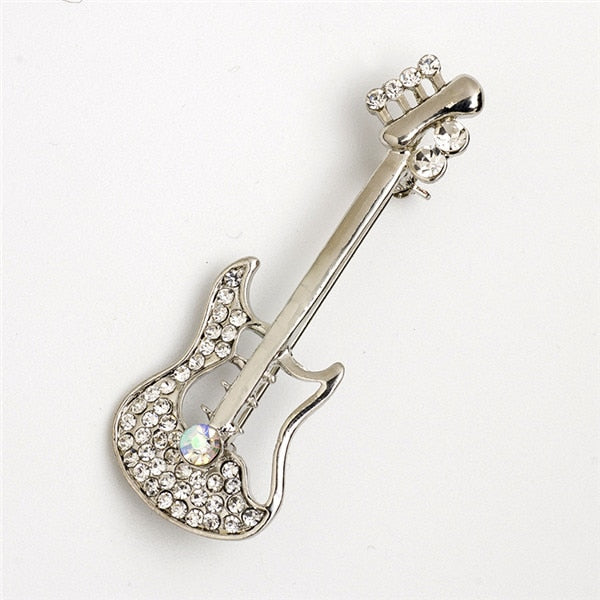 Gold Silver Plated Guitar Brooch