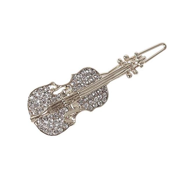 Crystal Rhinestone Violin Hairpin