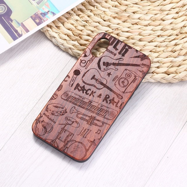 Rock N Roll Guitar Wood Phone Case