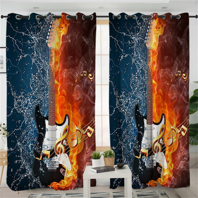 Fire/Water Guitar Window Curtain