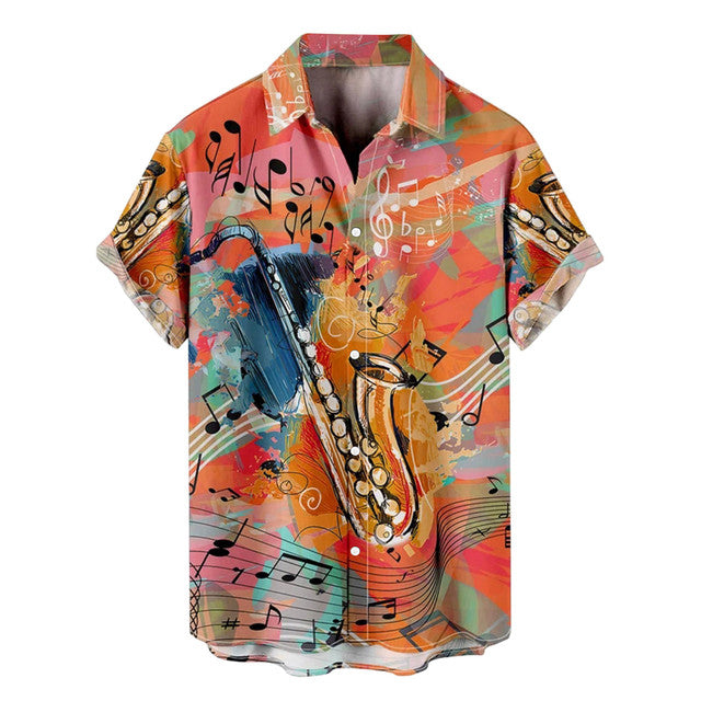Music Print Hawaiian Shirt