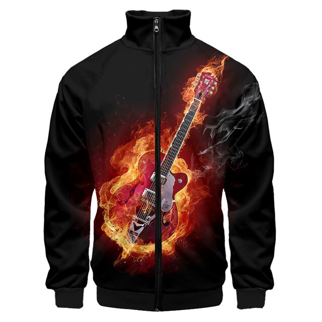 Guitar Piano Collar Zip Hoodie