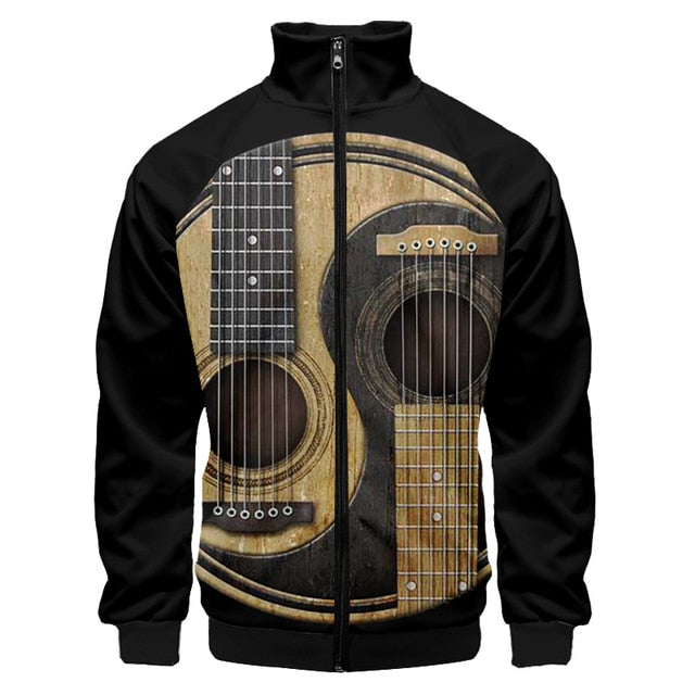 Guitar Piano Collar Zip Hoodie