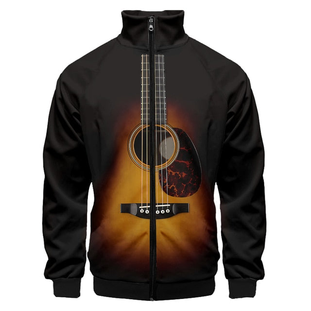 Guitar Piano Collar Zip Hoodie