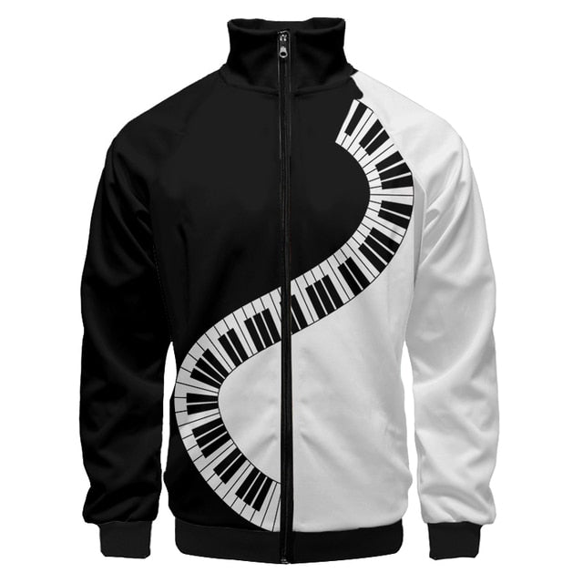 Guitar Piano Collar Zip Hoodie