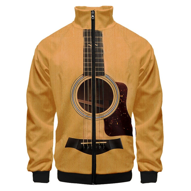 Guitar Piano Collar Zip Hoodie