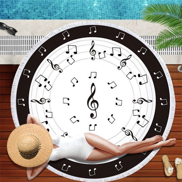 Music Note Large Round Beach Towel