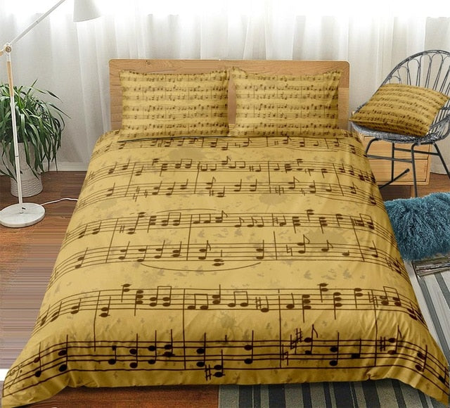 Vintage Music Notes Bedding Set