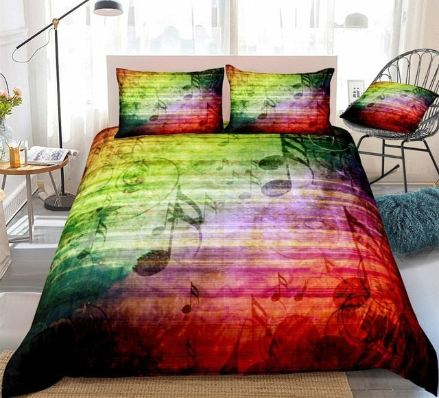 Vintage Music Notes Bedding Set