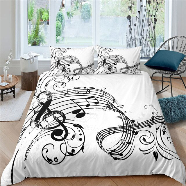 Black Music Note Bedding Set