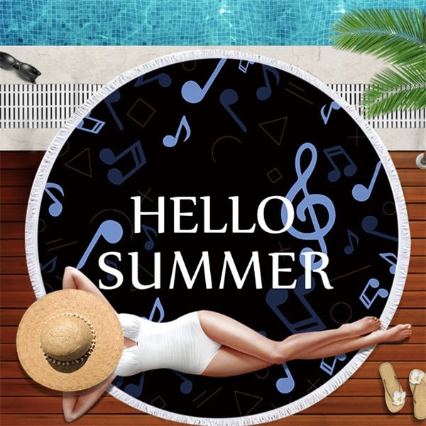 Music Note Large Round Beach Towel