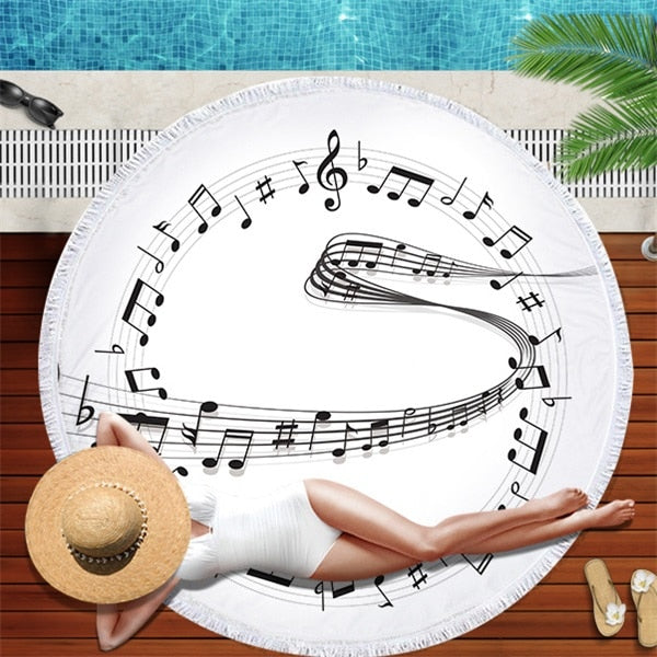 Music Note Large Round Beach Towel