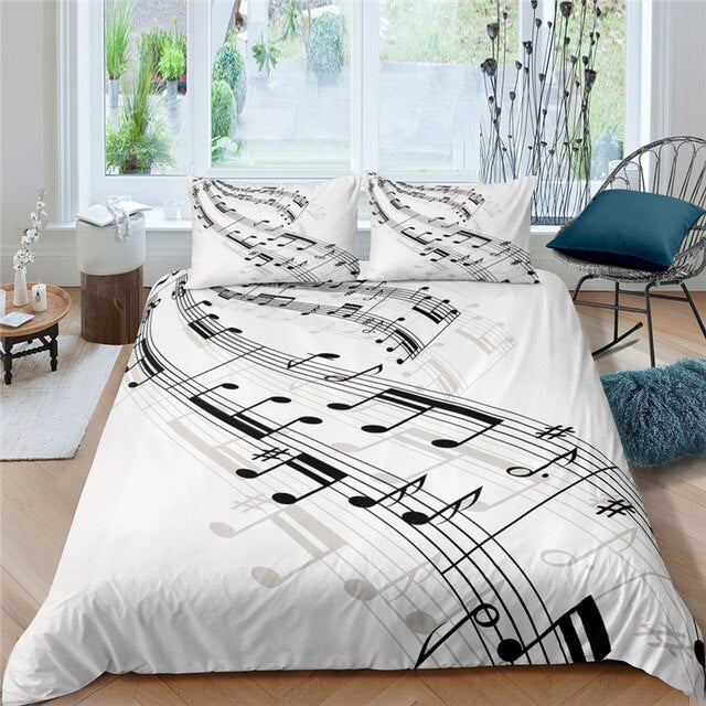 Black Music Note Bedding Set