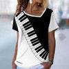 Piano Key Diagonal Neck T-shirt