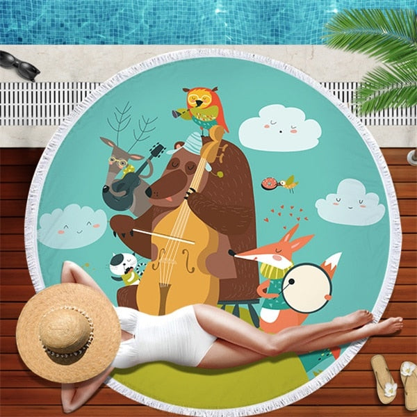 Music Note Large Round Beach Towel