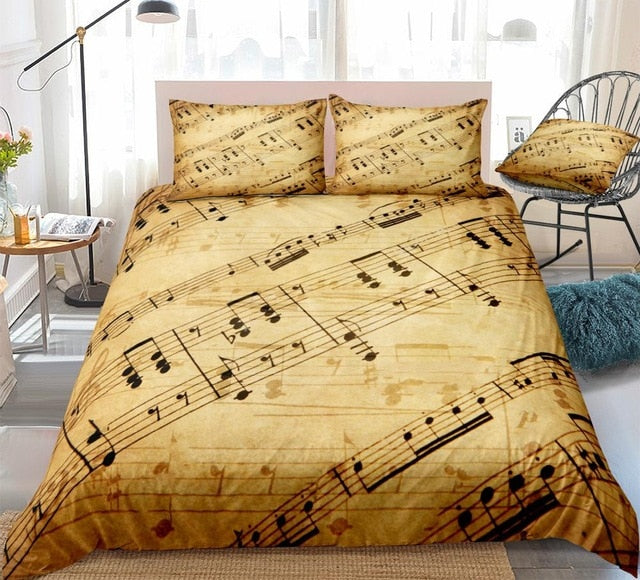 Vintage Music Notes Bedding Set