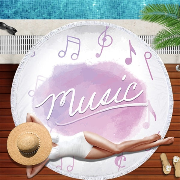 Music Note Large Round Beach Towel
