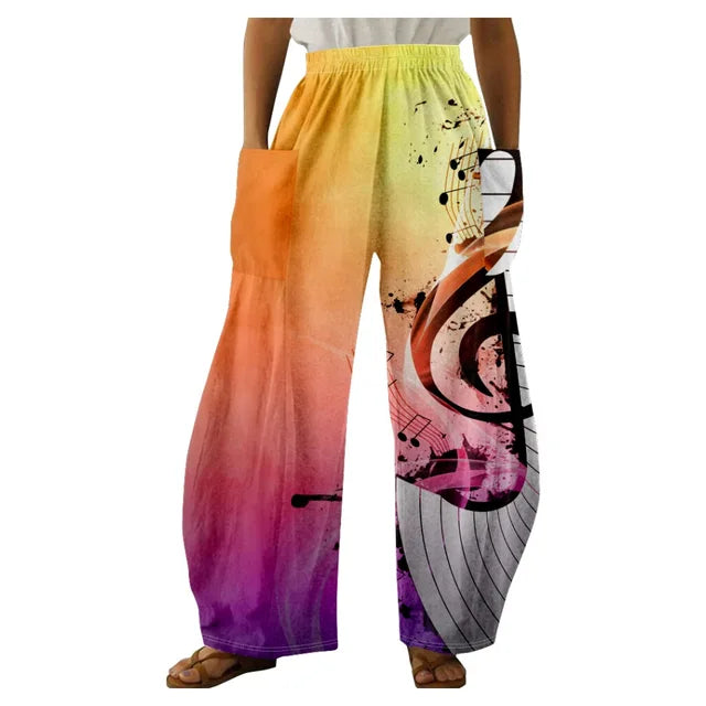 Double Pockets Music Loose Pants