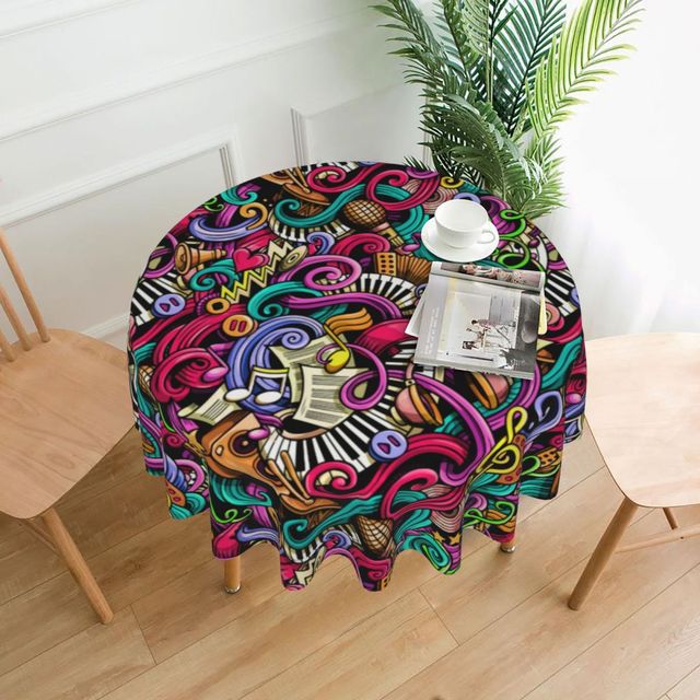 Blue Music Notes Tablecloth
