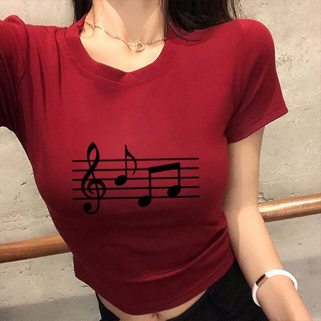Music Notes Crop Tops