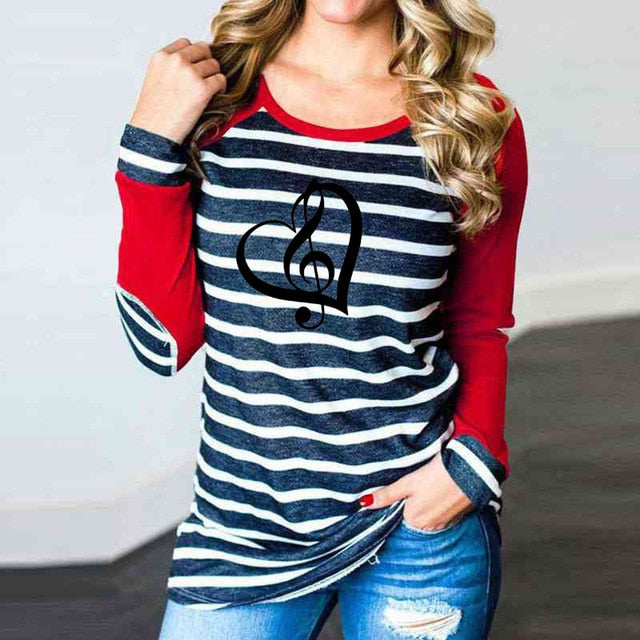 Striped Treble Clef Heart T-shirt