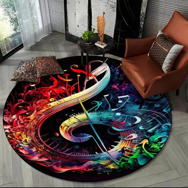 Music Note Art Round Carpet