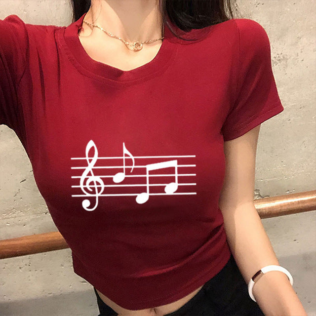 Music Notes Crop Tops