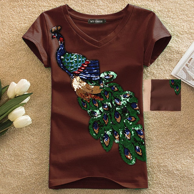 Peacock Sequins T-Shirt