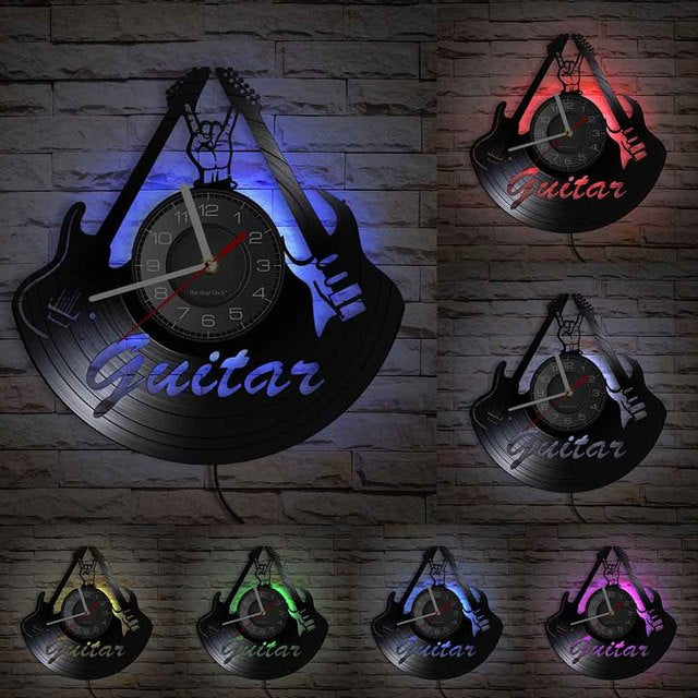 Guitar Vinyl Record Wall Clock