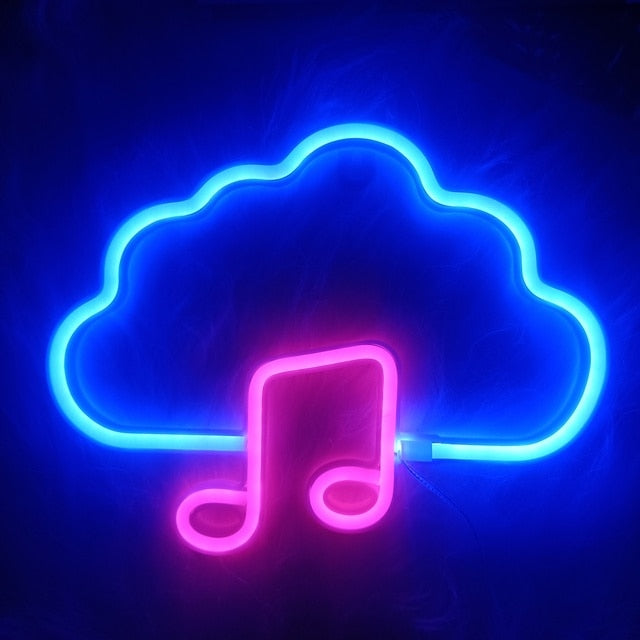 LED Neon Music Notes Light
