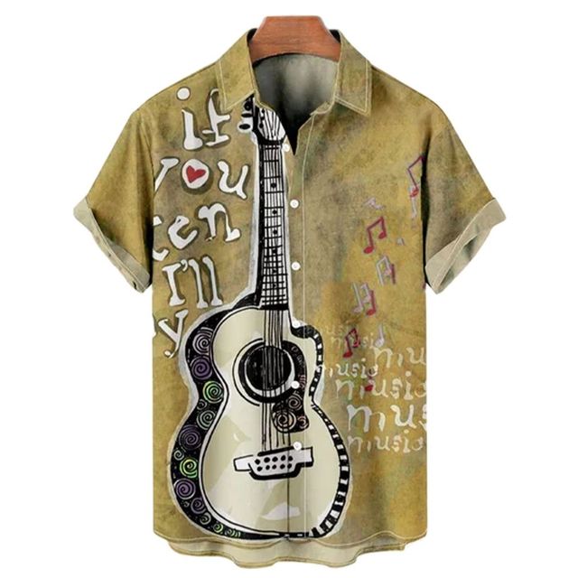 Music Guitar Print Shirt