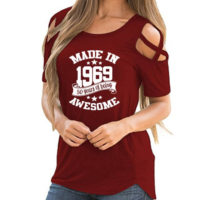 Made in 1969 Off Shoulder T-shirt