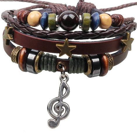 Adjustable Leather Treble Clef Bracelet - Default Title - { shop_name }} - Review