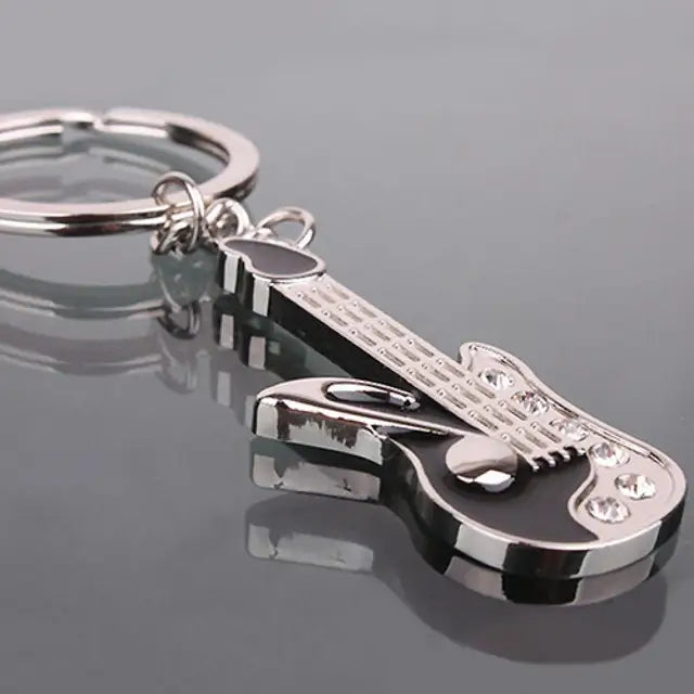 Punk Guitar Rhinestone Keyring