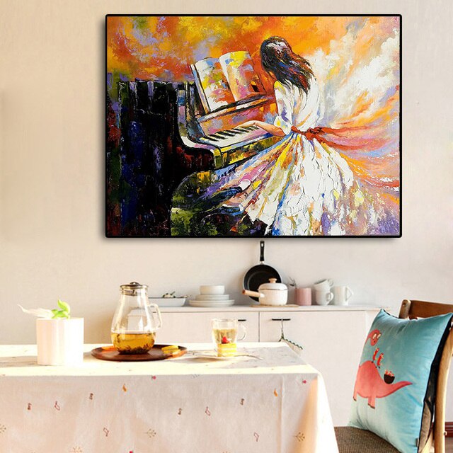 Girl Play The Piano Wall Art