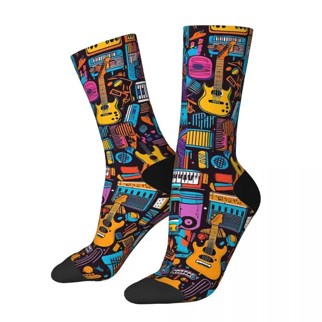 Retro Guitar Crew Socks