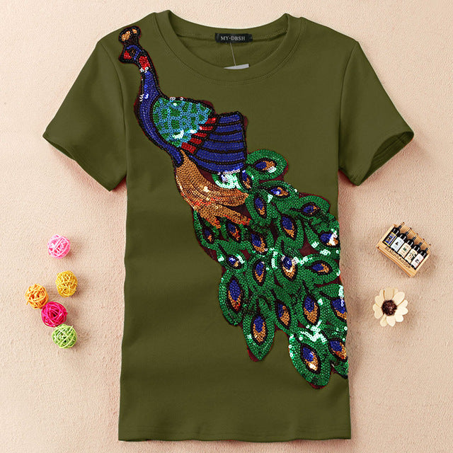 Peacock Sequins T-Shirt