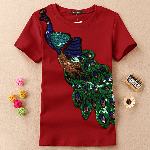 Peacock Sequins T-Shirt