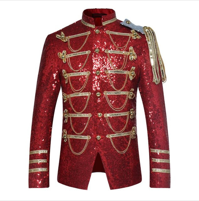 Sequins Musical Stage Blazer Jacket - Red / S - { shop_name }} - Review