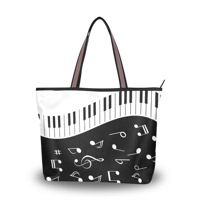 Music Note Piano Tote Bag