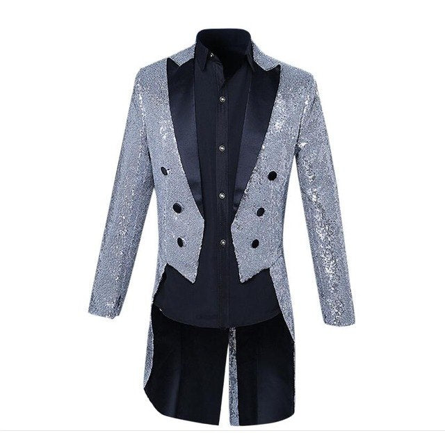 Sequined Tuxedo - Silver / S - { shop_name }} - Review