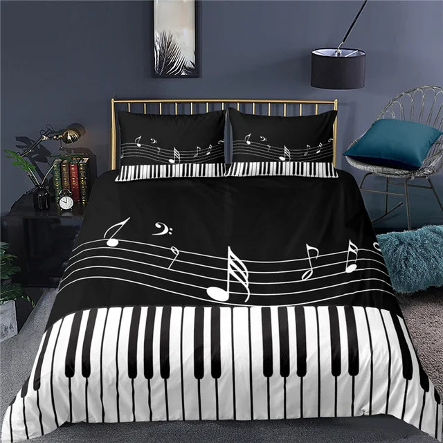 Luxury Print Piano Keys Bedding Sets