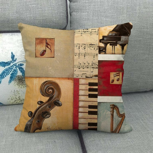 Decorative Musical Instruments Pillowcase