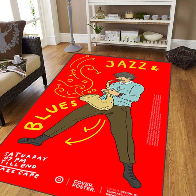 Graffiti Music Guitar Carpet