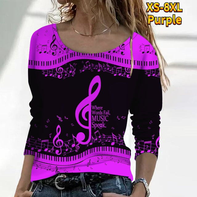 Music & Piano Keys Casual Blouse