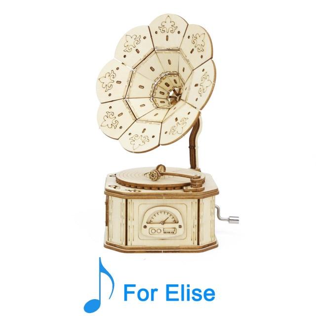 DIY Phonograph Wood Puzzle Music Box