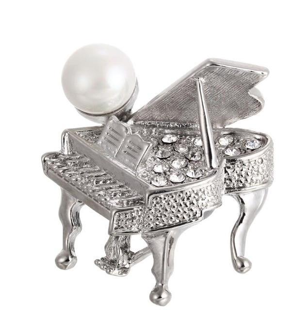 White Peal Piano Brooch