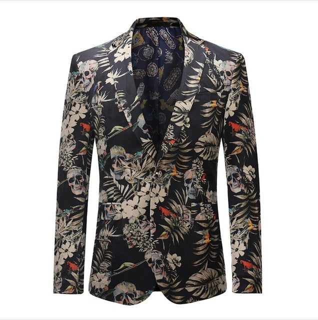 Vintage Printed Plus Size Blazer