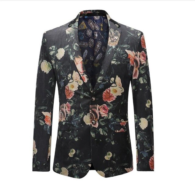 Vintage Printed Plus Size Blazer